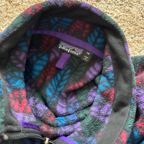 Vintage 1990s Patagonia Leaf Multicolor Zip Synchilla Fleece 
USA size 14/Large - Picture 9 of 12